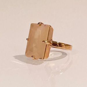 Kate Spade rose gold ring with faceted pale pink crystal. Adjustable size.